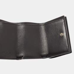 Saint Laurent Black Croc Embossed Leather Trifold Card Case