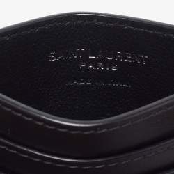 Saint Laurent Black Leather Monogram Card Holder