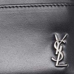 Saint Laurent Black Leather Monogram Card Holder