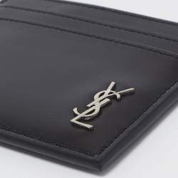 Saint Laurent Black Leather Monogram Card Holder