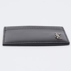 Saint Laurent Black Leather Monogram Card Holder