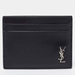 Saint Laurent Black Leather Monogram Card Holder