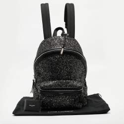Saint Laurent Black/Silver Glitter City Backpack