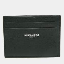 Saint Laurent Dark Green Leather Logo Card Holder