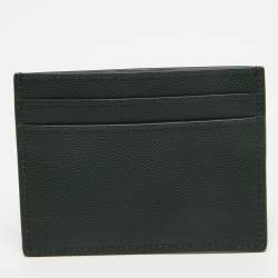 Saint Laurent Dark Green Leather Logo Card Holder