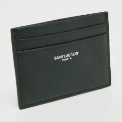 Saint Laurent Dark Green Leather Logo Card Holder