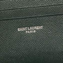 Saint Laurent Dark Green Leather Logo Card Holder