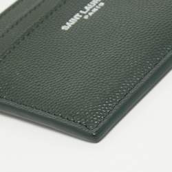 Saint Laurent Dark Green Leather Logo Card Holder
