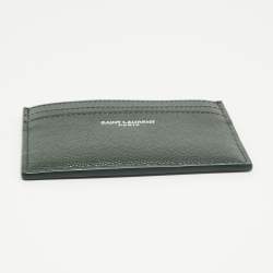 Saint Laurent Dark Green Leather Logo Card Holder