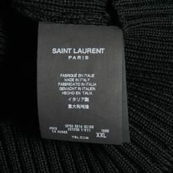 Pre Owned Saint Laurent Paris Black Studded Leather Trim Rib Knit Sweater XXL