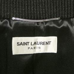 Saint Laurent Black Wool Button Front Bomber Jacket XL