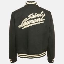 Saint Laurent Black Wool Button Front Bomber Jacket XL