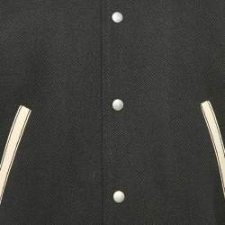Saint Laurent Black Wool Button Front Bomber Jacket XL