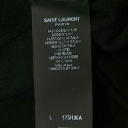 Pre Owned جاكيت سان لوران باريس قطيفة قطن بسحاب أسود مقاس كبير (لارج)