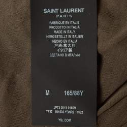 مملوكة مسبقًا تي شيرت سان لوران باريس جيرسي رمادي شفاف مقاس متوسط - ميديم