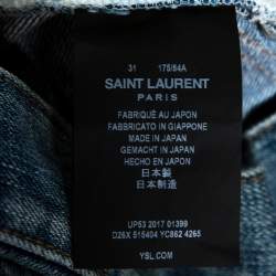 Saint Laurent Paris Indigo Washed Denim Distressed Slim Fit Jeans S