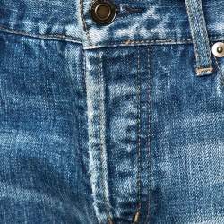 Saint Laurent Paris Indigo Washed Denim Distressed Slim Fit Jeans S