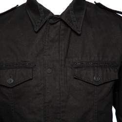 مملوكة مسبقًا Saint Laurent Black Cotton Embellished Military Jacket M