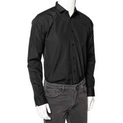 Pre Owned Saint Laurent Paris Black Cotton Button Front Long Sleeve Shirt M