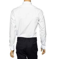 Pre Owned Saint Laurent White Cotton Button Front Long Sleeve Shirt S