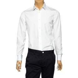 Pre Owned Saint Laurent White Cotton Button Front Long Sleeve Shirt S