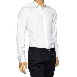 Pre Owned Saint Laurent White Cotton Button Front Long Sleeve Shirt S