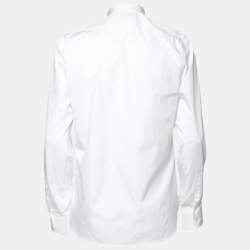 Pre Owned قميص سان لوران قطن أبيض أكمام طويلة أزرار أمامية مقاس متوسط