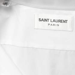 Pre Owned قميص سان لوران قطن أبيض أكمام طويلة أزرار أمامية مقاس متوسط