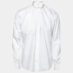 Pre Owned قميص سان لوران قطن أبيض أكمام طويلة أزرار أمامية مقاس متوسط