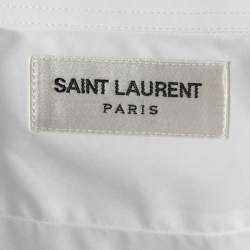 Pre Owned قميص سان لوران قطن أبيض أكمام طويلة أزرار أمامية مقاس متوسط