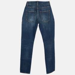 Pre Owned Saint Laurent Blue Distressed Denim Slim Fit Jeans S/Waist 31"