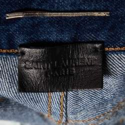 Pre Owned Saint Laurent Blue Distressed Denim Slim Fit Jeans S/Waist 31"