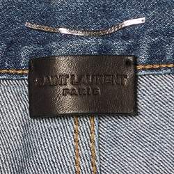 Pre Owned Saint Laurent Blue Distressed Denim Slim Fit Jeans S/Waist 32"