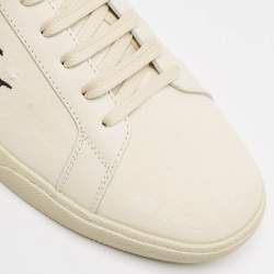 Saint Laurent Cream Canvas Court Classic Lace Up Sneakers Size 41