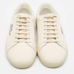Saint Laurent Cream Canvas Court Classic Lace Up Sneakers Size 41