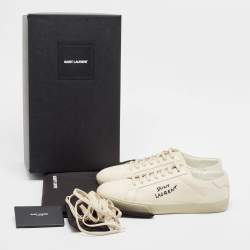 Saint Laurent Cream Canvas Court Classic Lace Up Sneakers Size 41