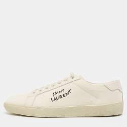 Saint Laurent Cream Canvas Court Classic Lace Up Sneakers Size 41