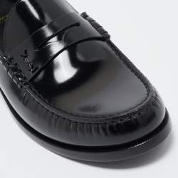 Saint Laurent Black Brushed Leather Le Penny Loafers Size 45