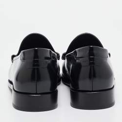 Saint Laurent Black Brushed Leather Le Penny Loafers Size 45