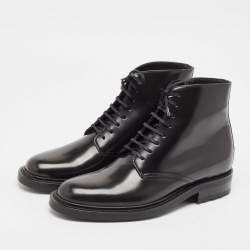 Saint Laurent Black Leather Ankle Length Boots Size 41