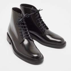 Saint Laurent Black Leather Ankle Length Boots Size 41
