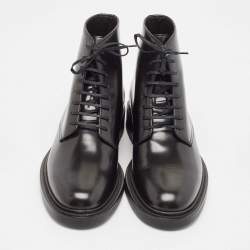 Saint Laurent Black Leather Ankle Length Boots Size 41
