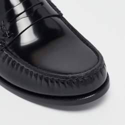 Pre Owned Saint Laurent Black Patent Leather Penny Loafers Size 44