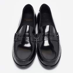 Pre Owned Saint Laurent Black Patent Leather Penny Loafers Size 44