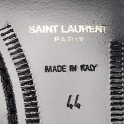 Pre Owned Saint Laurent Black Patent Leather Penny Loafers Size 44