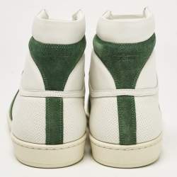 Saint Laurent White/Green Leather and Suede High Top Sneakers Size 44