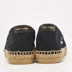 Saint Laurent Black Canvas Slip On Espadrille Size 45