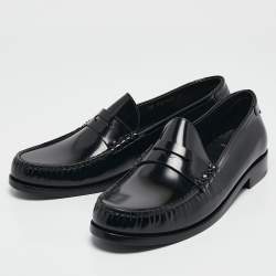 Saint Laurent Black Leather Slip On Loafers Size 44