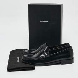 Saint Laurent Black Leather Slip On Loafers Size 44