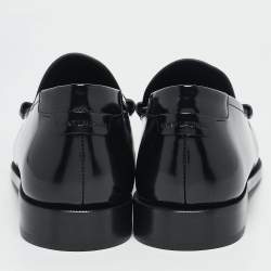 Pre Owned Saint Laurent Black Glossy Leather Penny Loafers Size 44